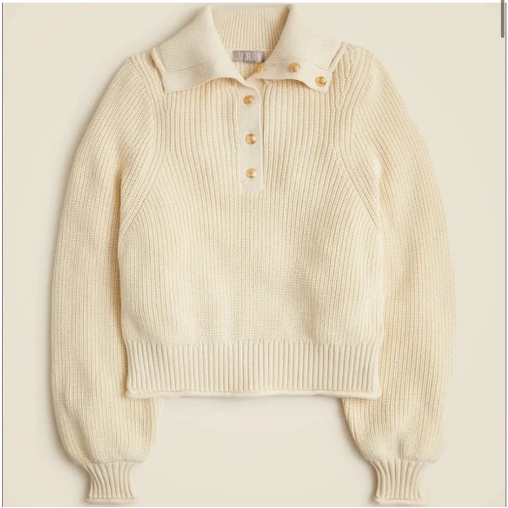 J. Crew Ribbed cotton button-collar sweater | Size Small - Picture 2 of 6